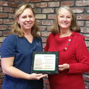 Rocklin dentist Dr. Kasi Franck receives the Placer Herald's 'Best of the Best' award from Jane Fox